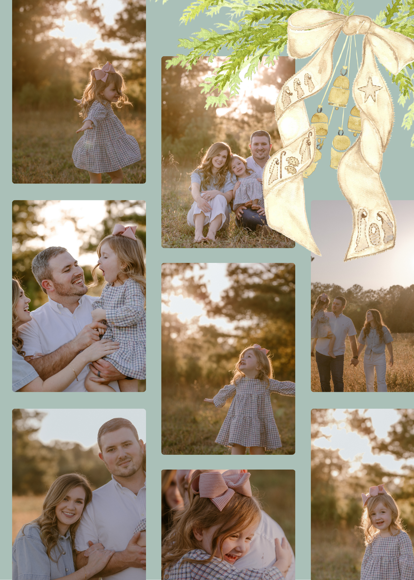 Nativity Bow 5x7 Family Christmas Card