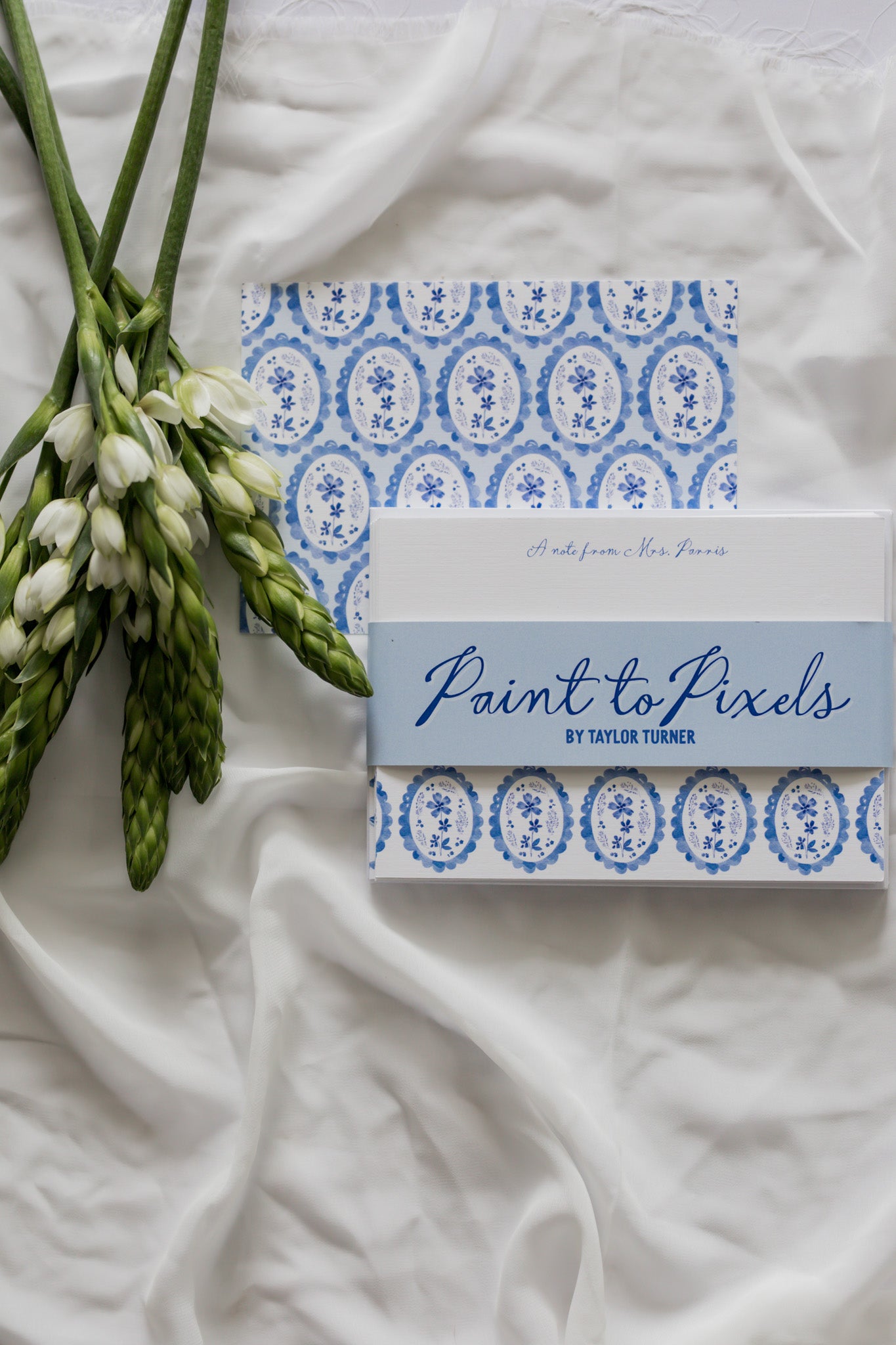 Blue Heirloom Letters Stationery Cards