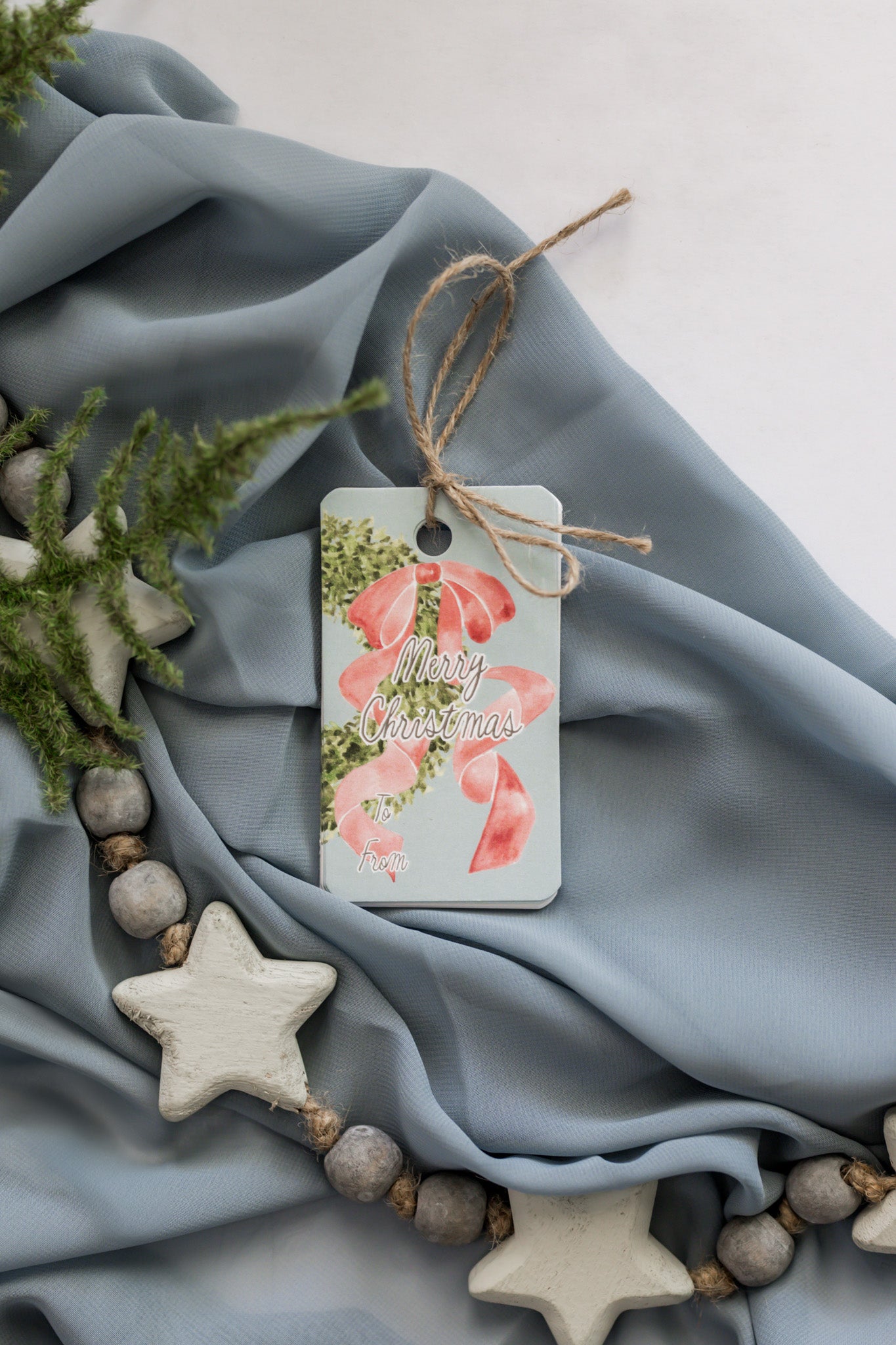 Variety Set of 12 Christmas Tags: Red Bow + Wreath