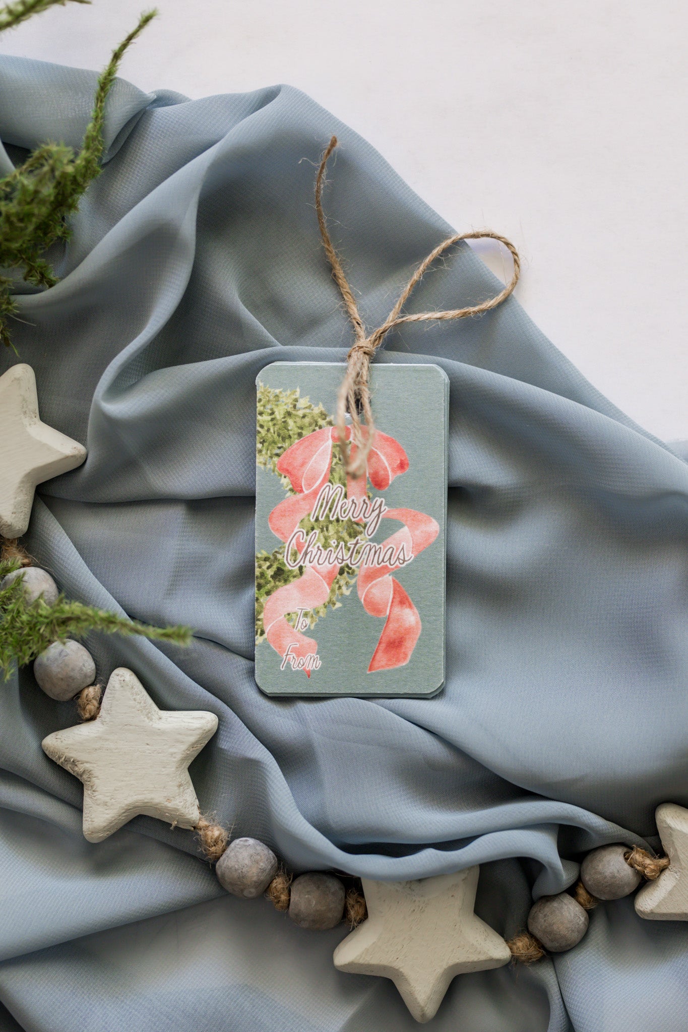 Variety Set of 12 Christmas Tags: Red Bow + Wreath
