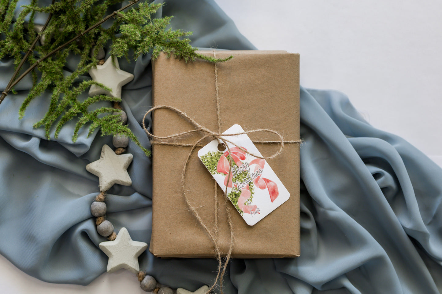 Variety Set of 12 Christmas Tags: Red Bow + Wreath