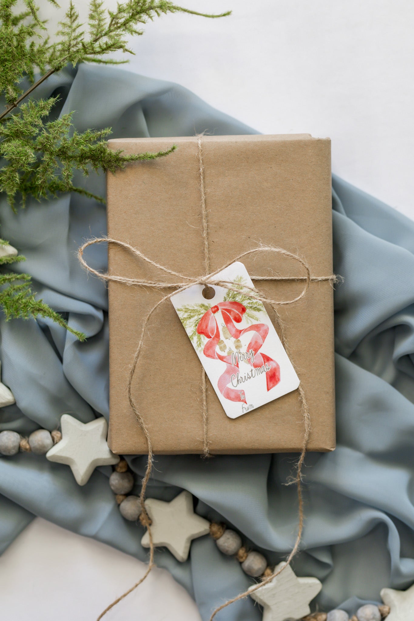 Variety Set of 12 Christmas Gift Tags: Red Bow + Swag