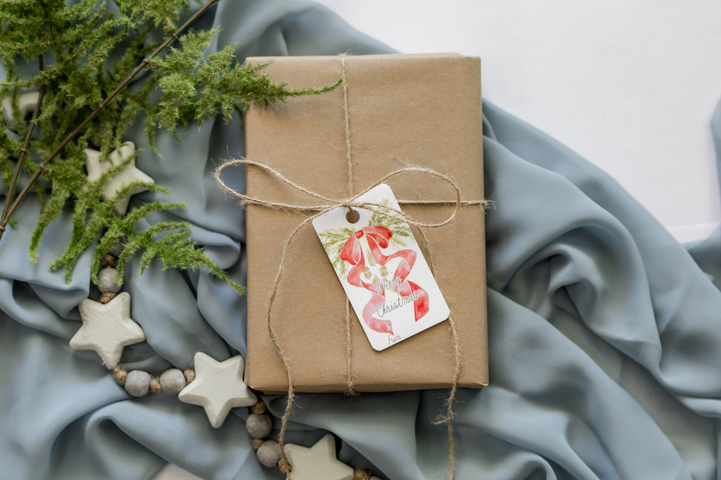 Variety Set of 12 Christmas Gift Tags: Red Bow + Swag