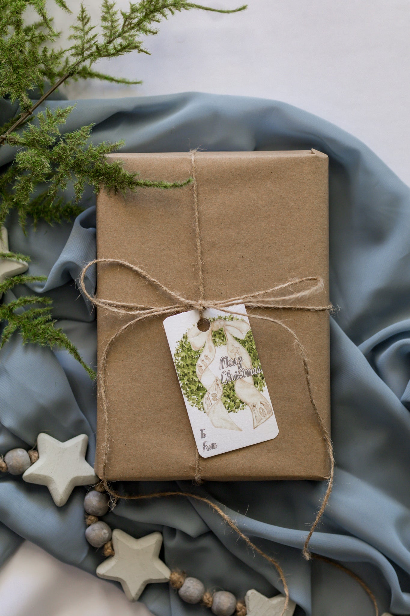 Variety Set of 12 Christmas Tags: Nativity Bow + Wreath