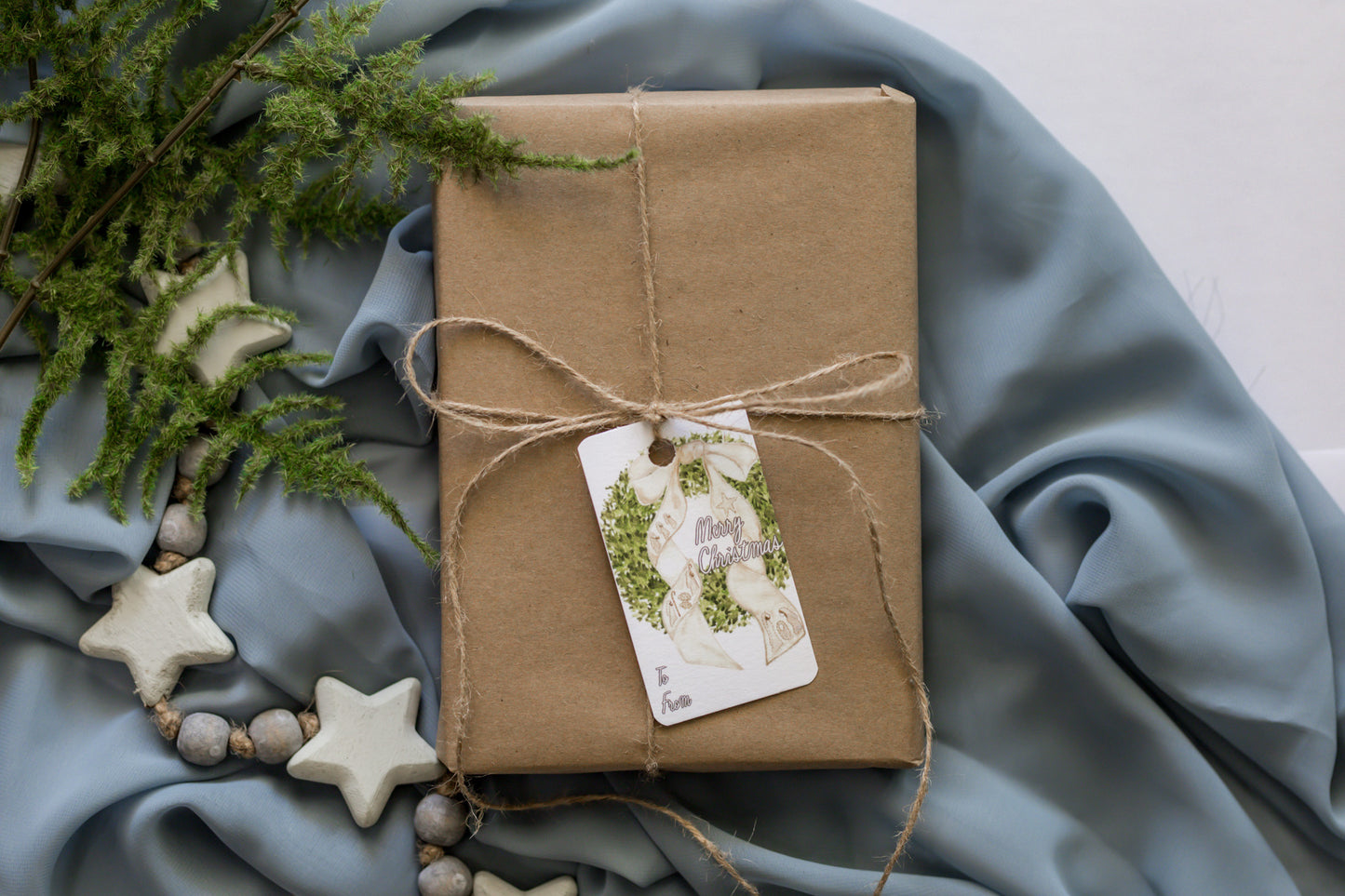 Variety Set of 12 Christmas Tags: Nativity Bow + Wreath