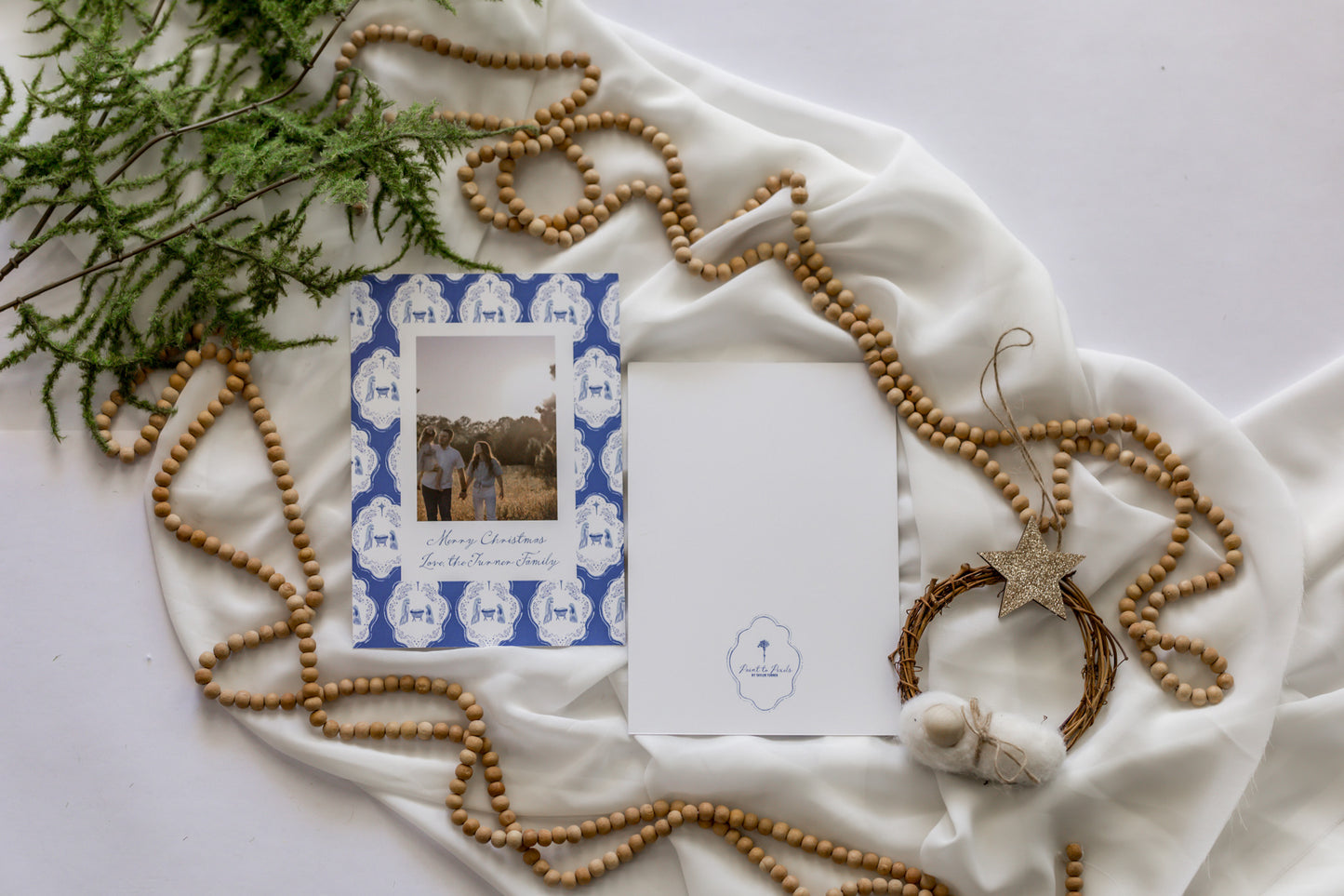 Blue Nativity 5x7 Family Christmas Card