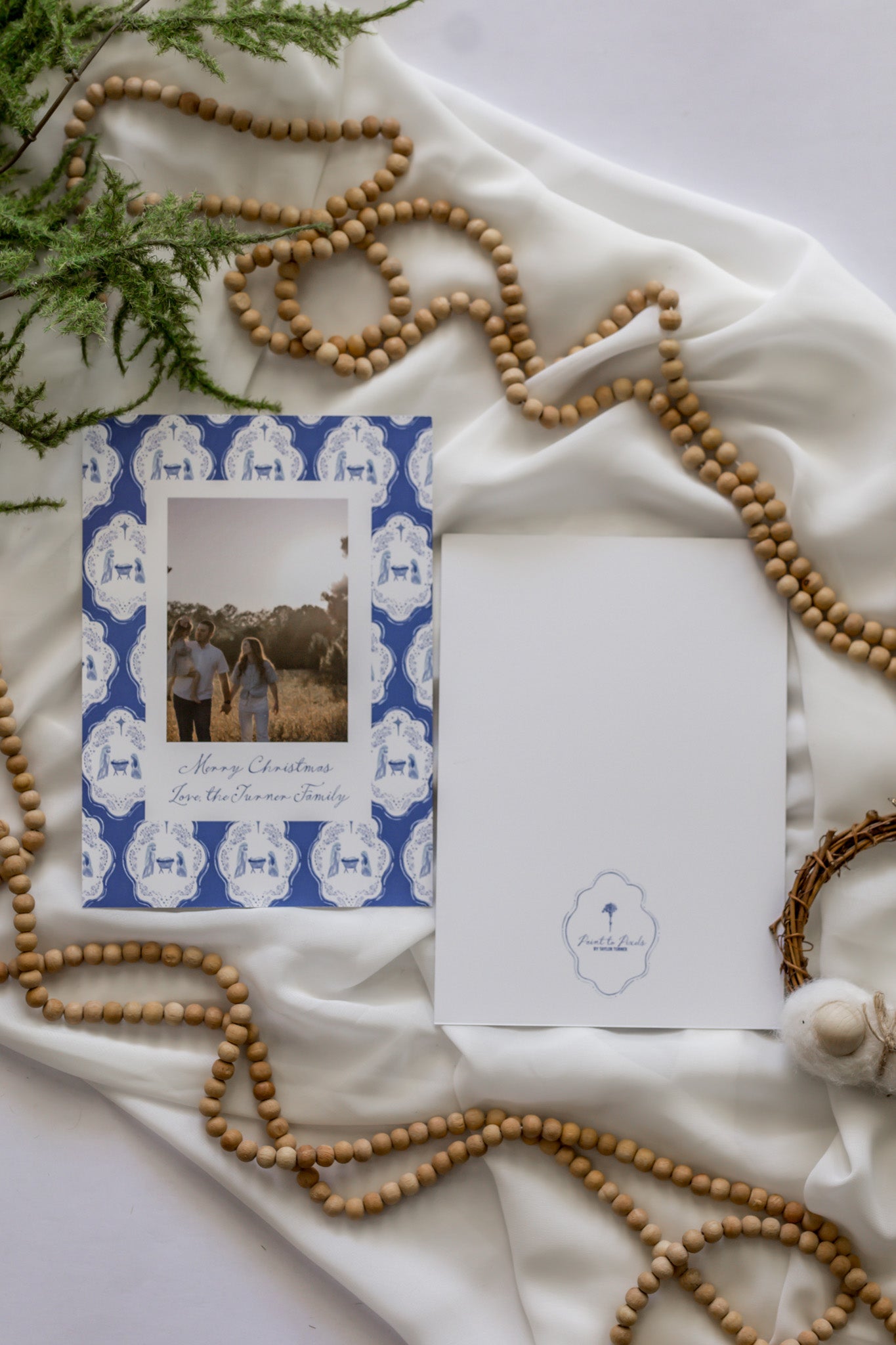 Blue Nativity 5x7 Family Christmas Card