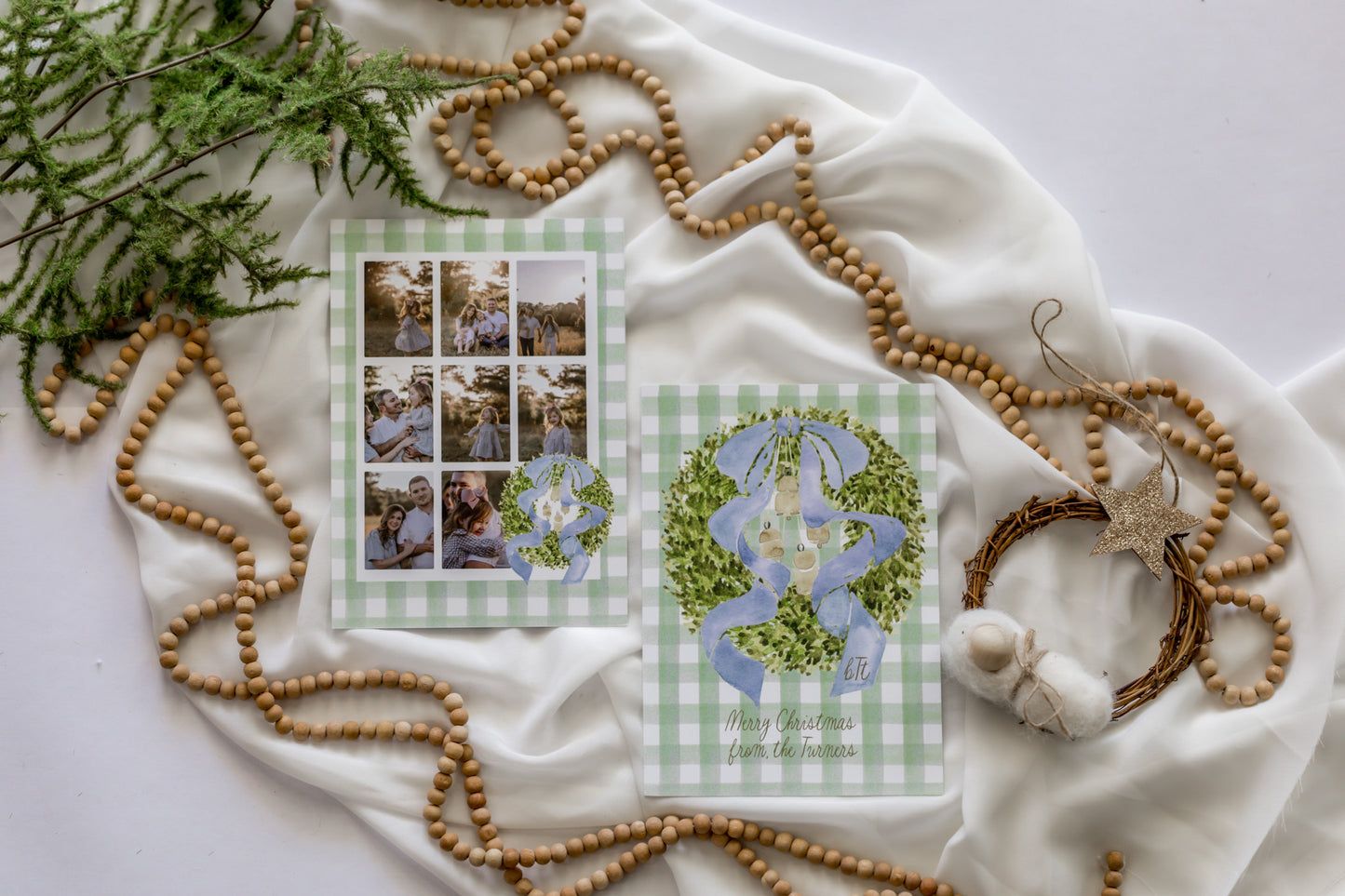 Green Gingham 5x7 Family Christmas Card