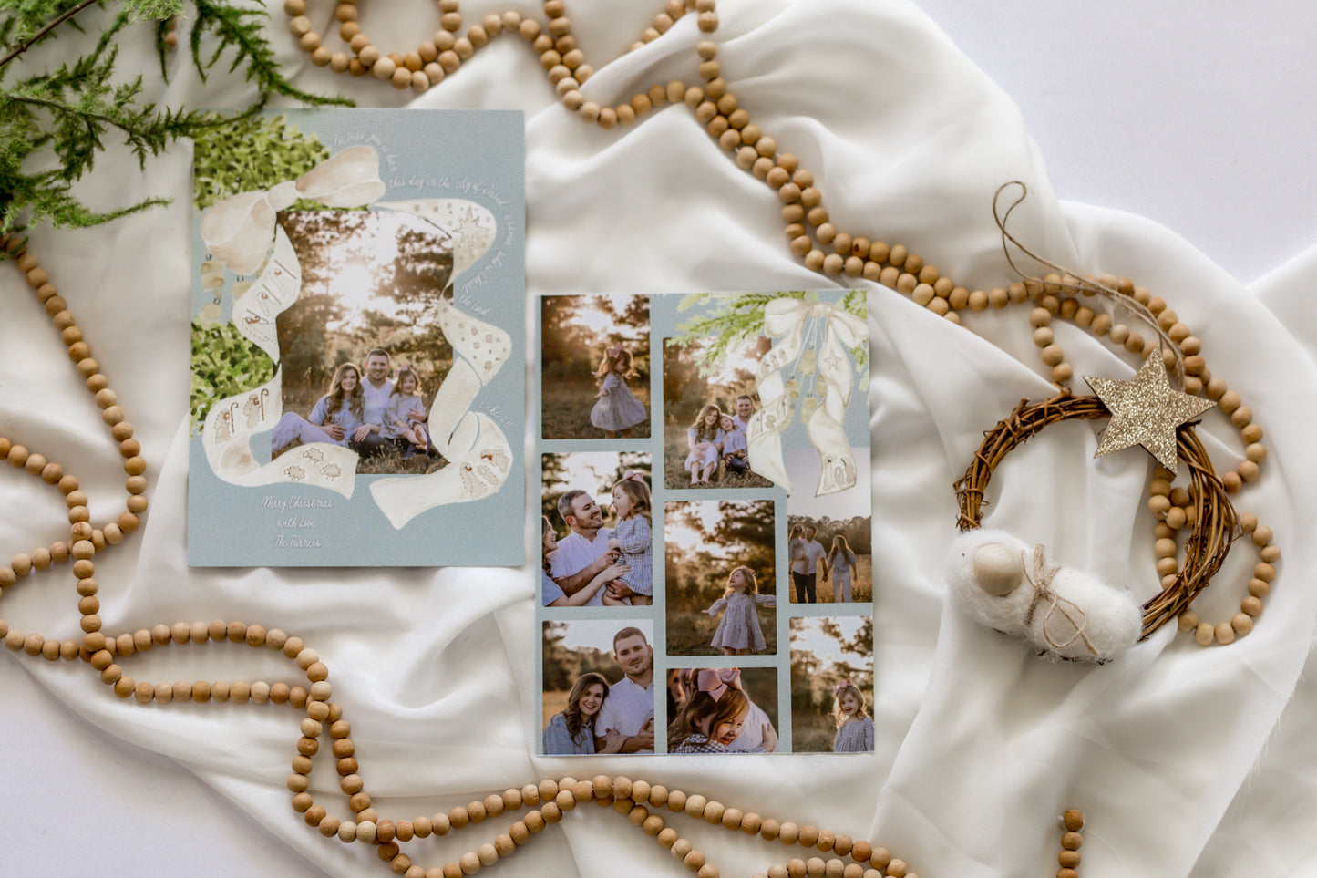 Nativity Bow 5x7 Family Christmas Card