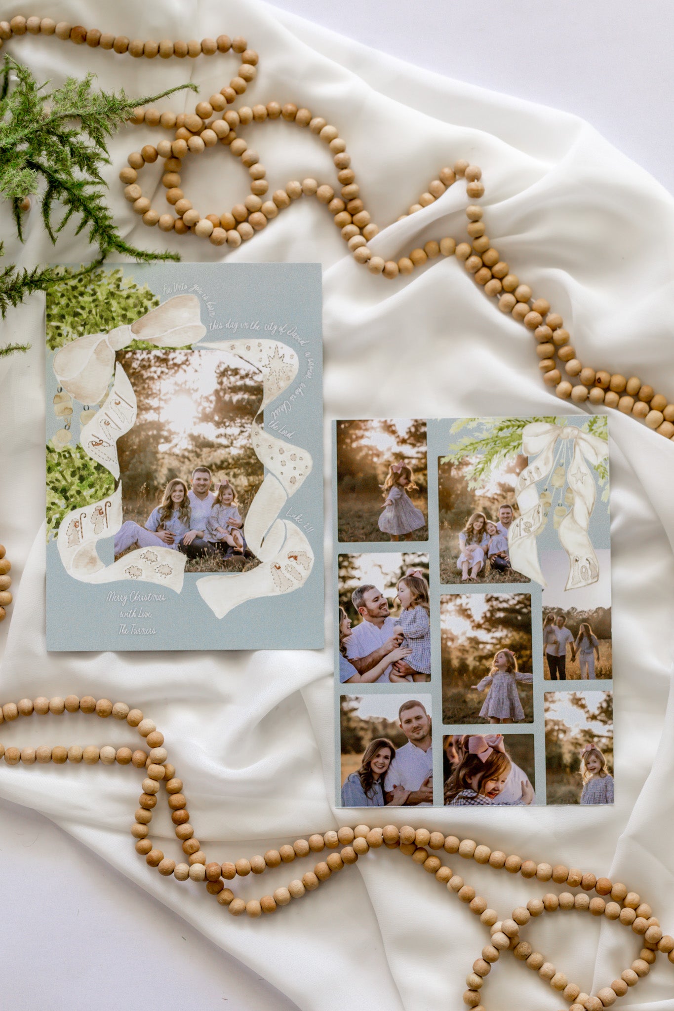 Nativity Bow 5x7 Family Christmas Card