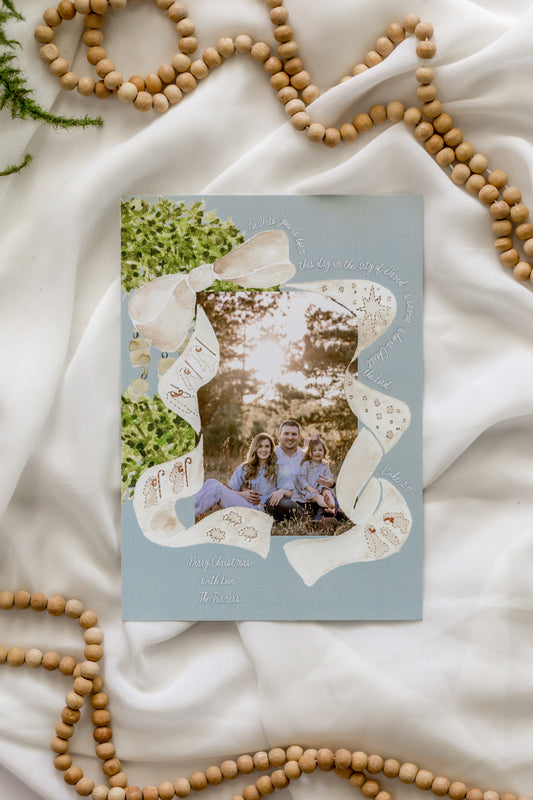 Nativity Bow 5x7 Family Christmas Card