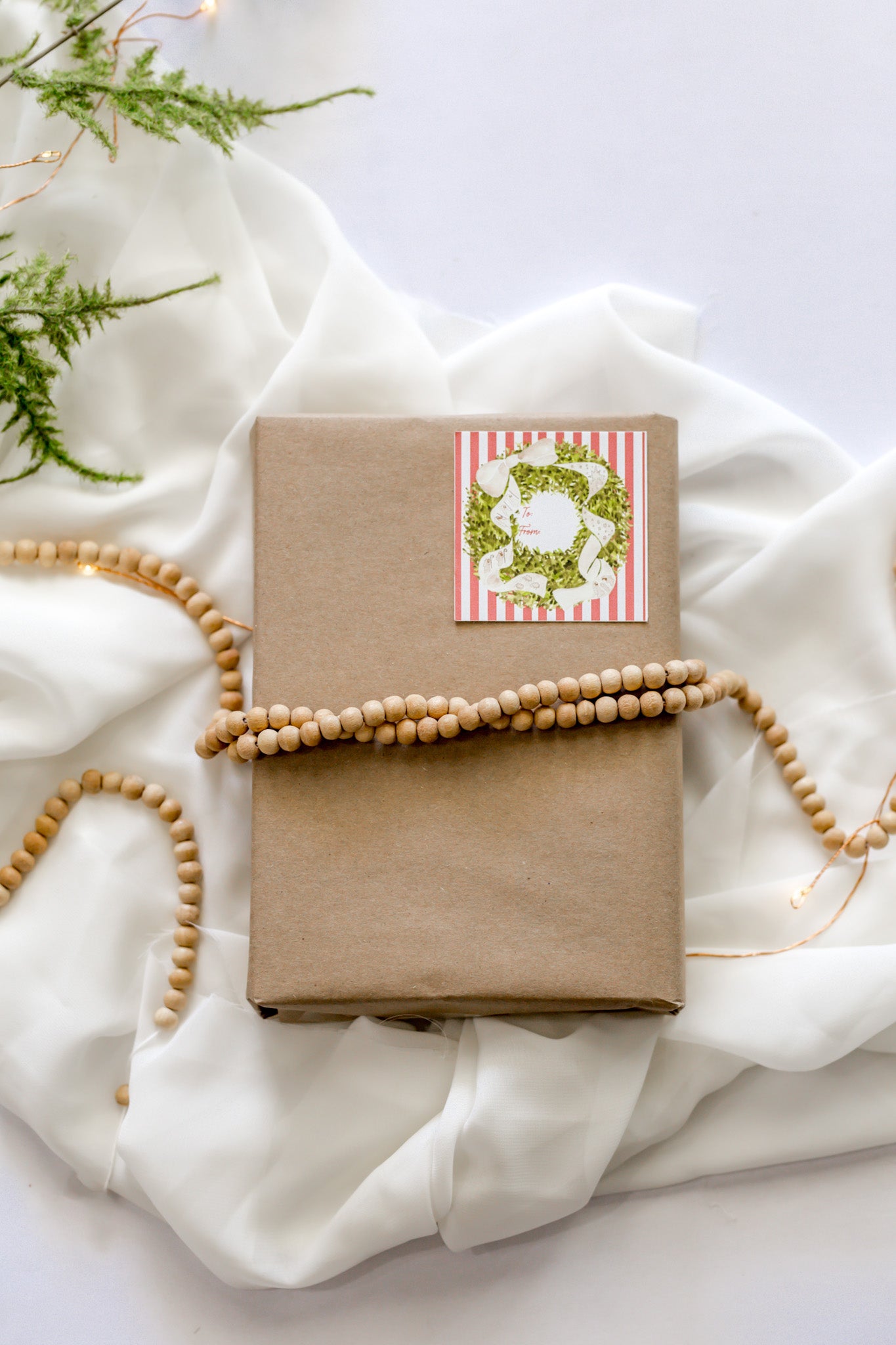 Set of 12 Red Stripe + Nativity Bow Sticker Christmas Tags