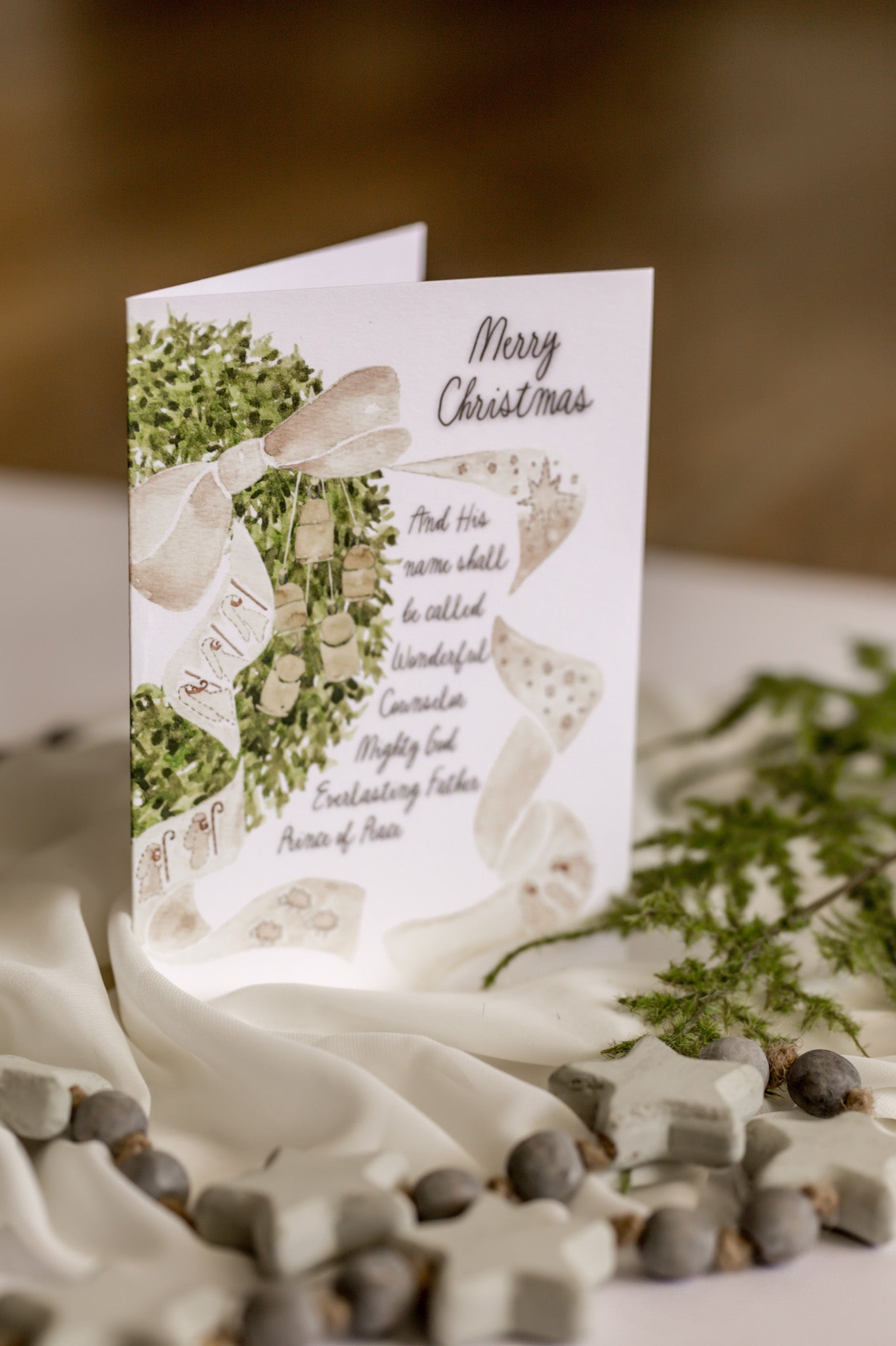 Nativity Bow + Wreath Christmas Card