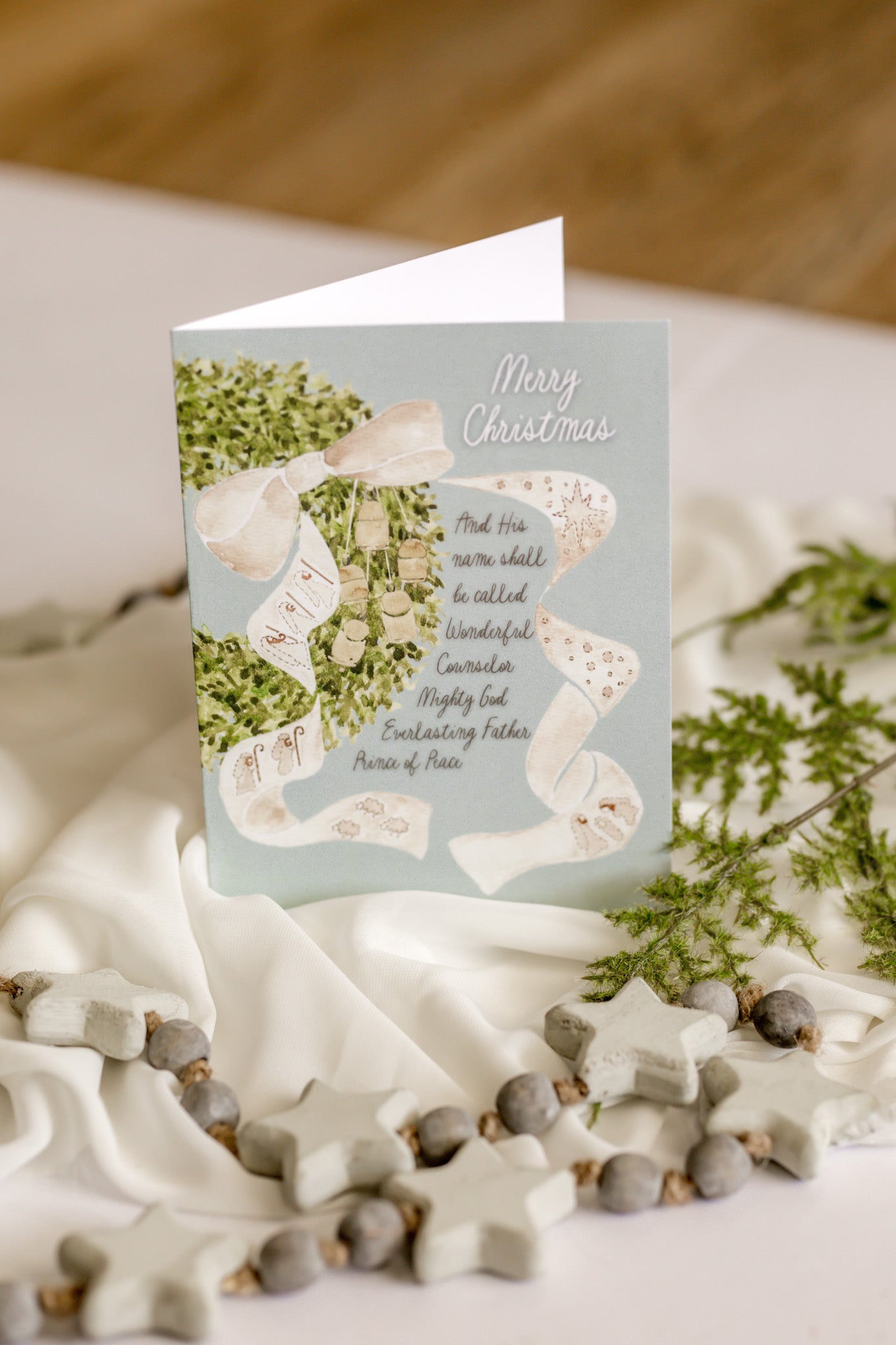 Nativity Bow + Wreath Christmas Card