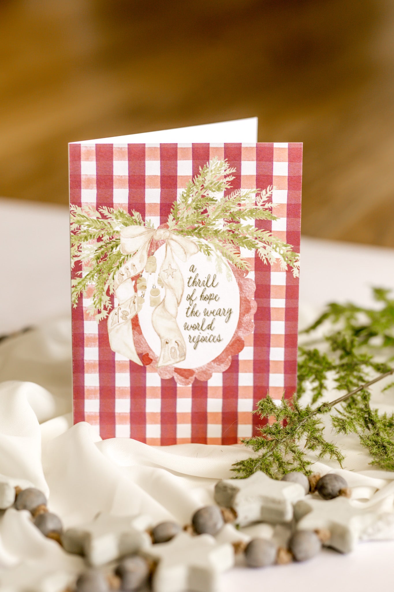 Red Gingham Thrill of Hope Christmas Card