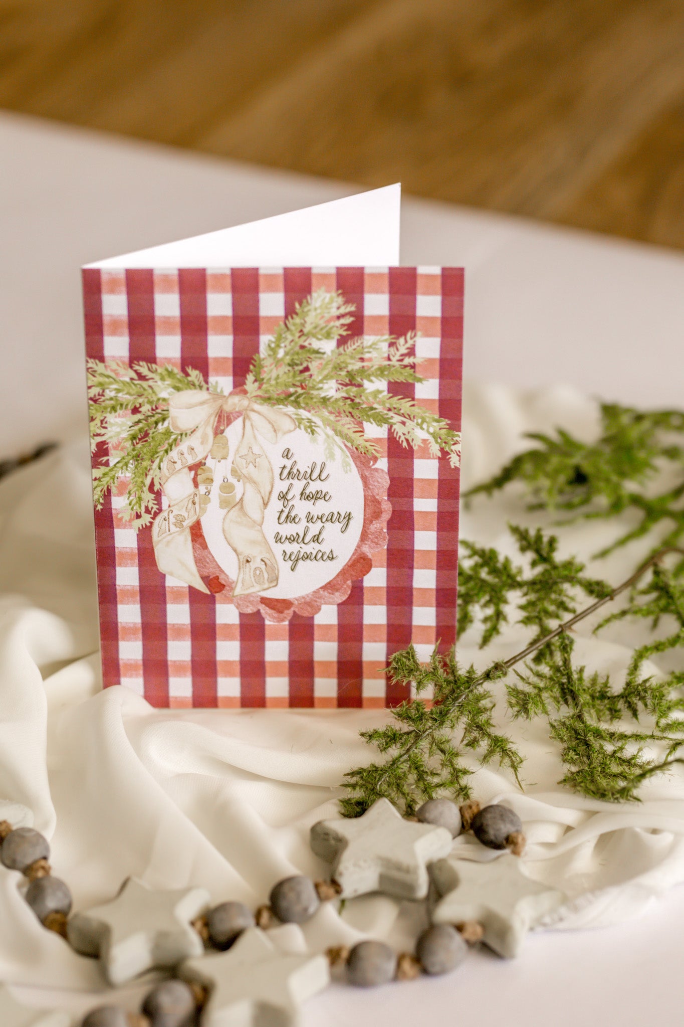 Red Gingham Thrill of Hope Christmas Card