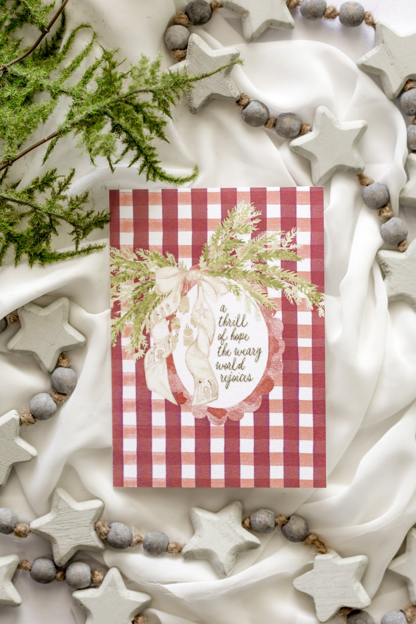 Red Gingham Thrill of Hope Christmas Card