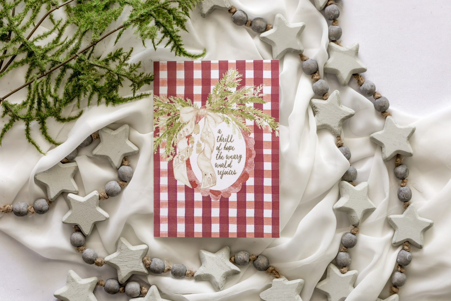 Red Gingham Thrill of Hope Christmas Card