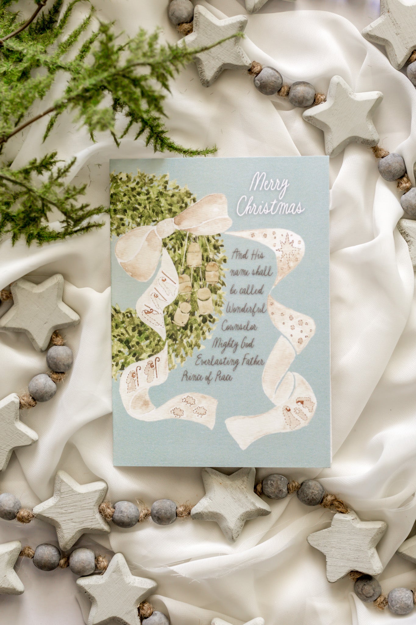 Nativity Bow + Wreath Christmas Card