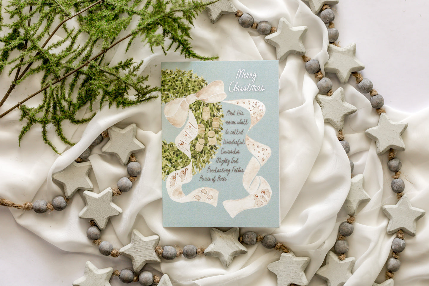Nativity Bow + Wreath Christmas Card