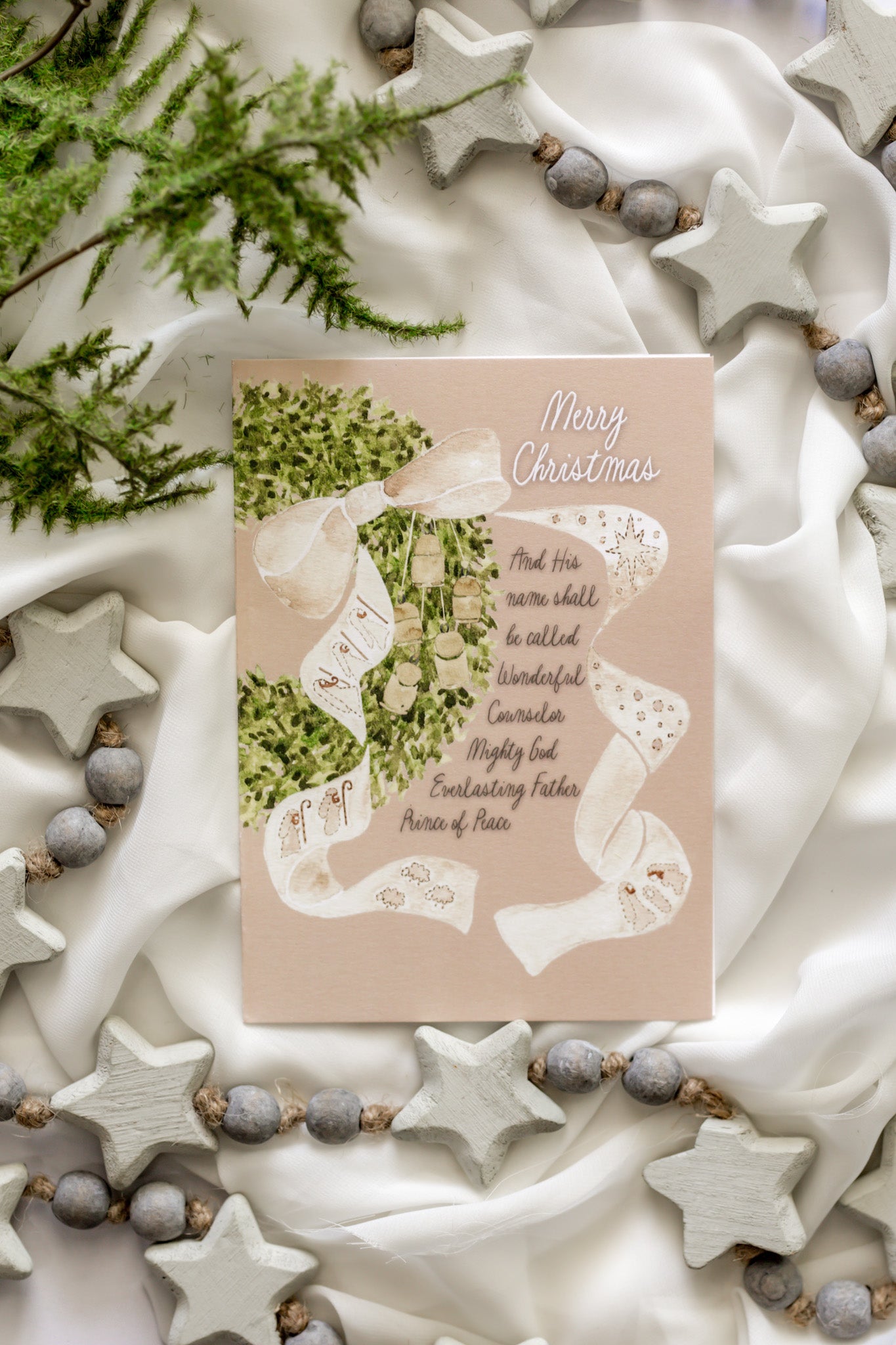 Nativity Bow + Wreath Christmas Card