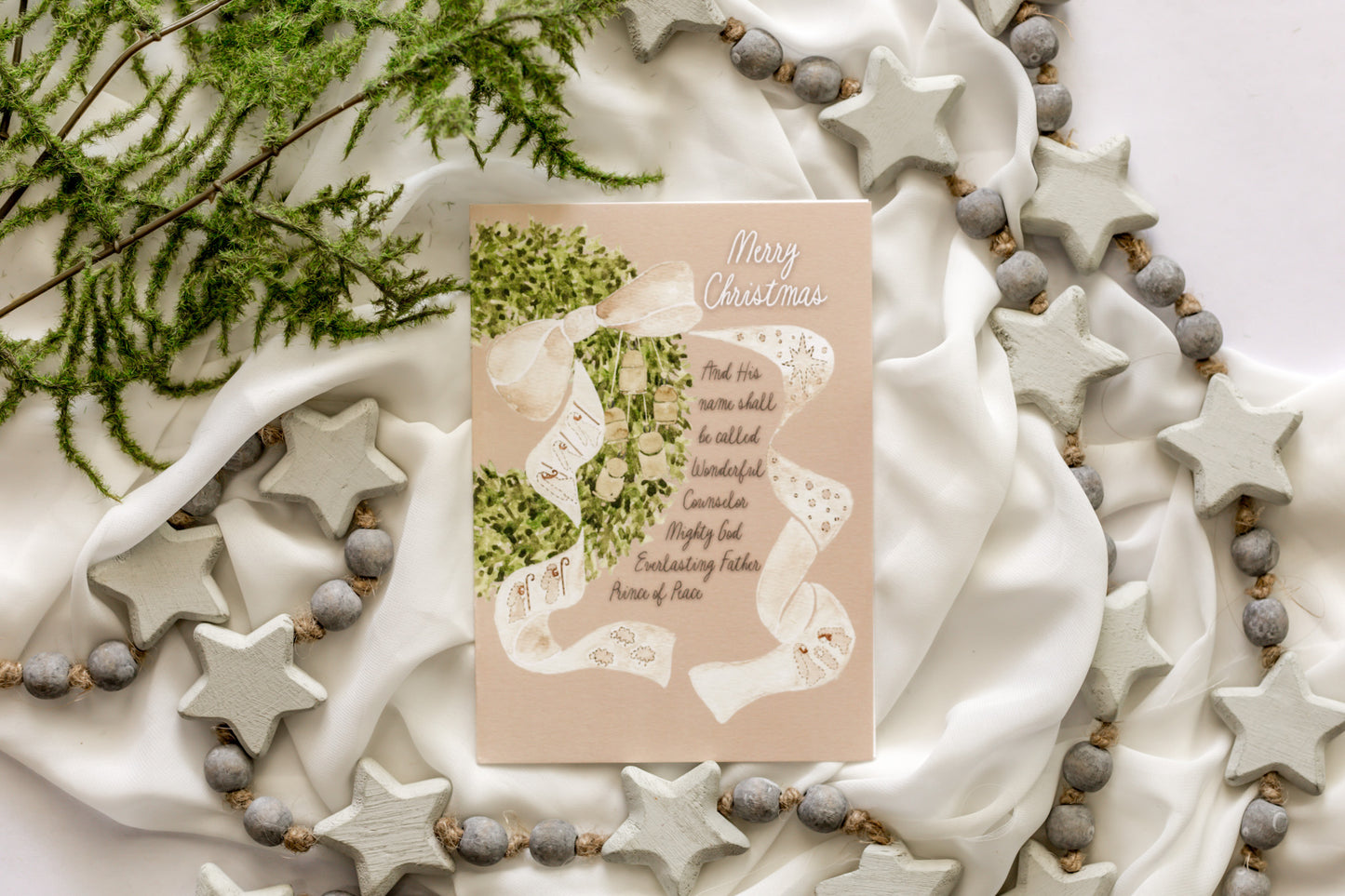 Nativity Bow + Wreath Christmas Card