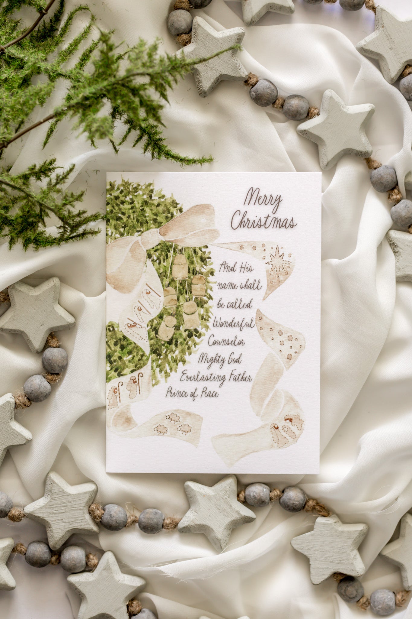 Nativity Bow + Wreath Christmas Card