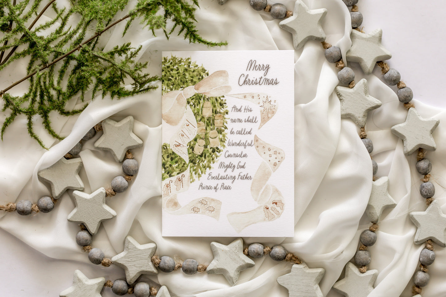 Nativity Bow + Wreath Christmas Card