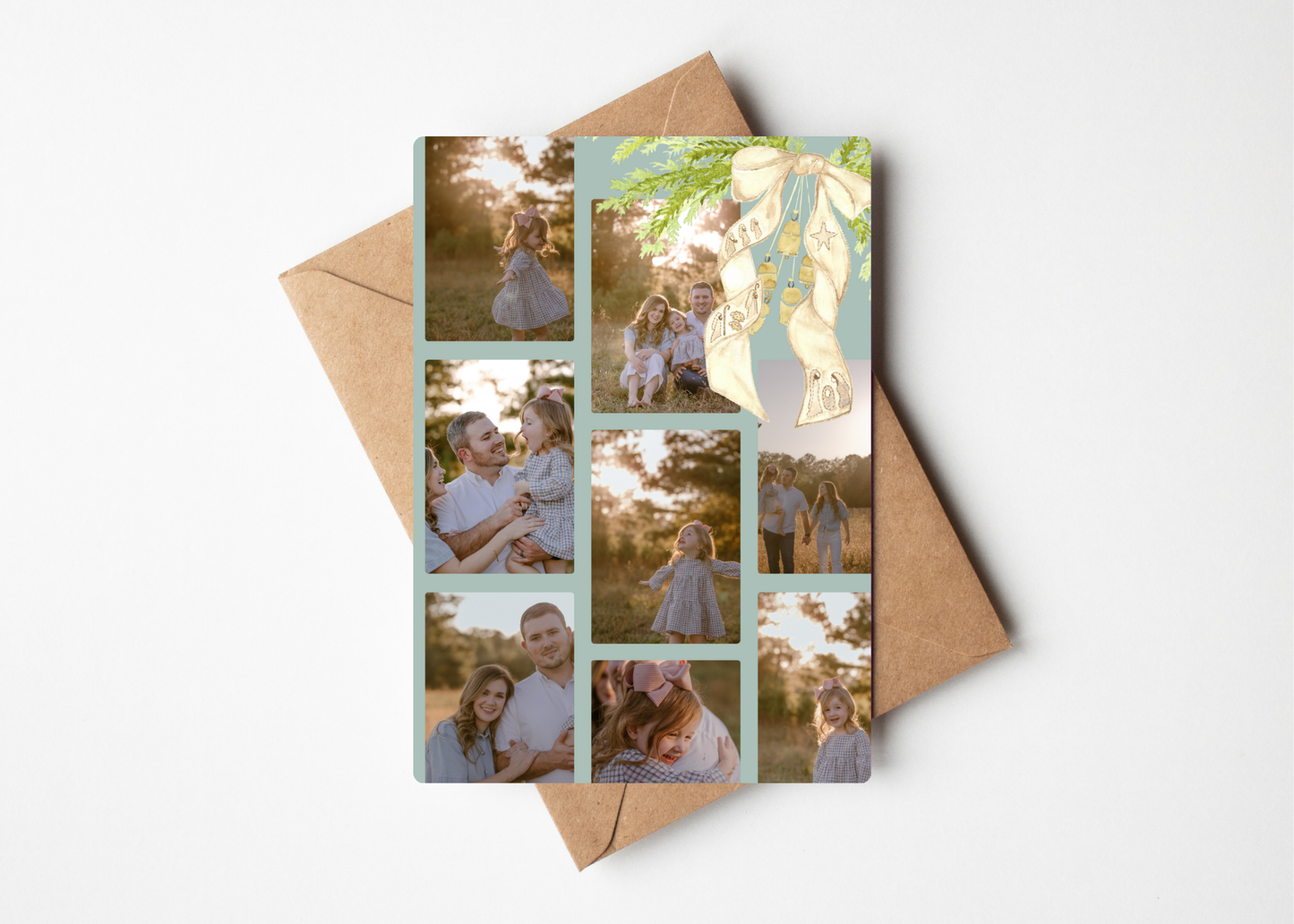 Nativity Bow 5x7 Family Christmas Card